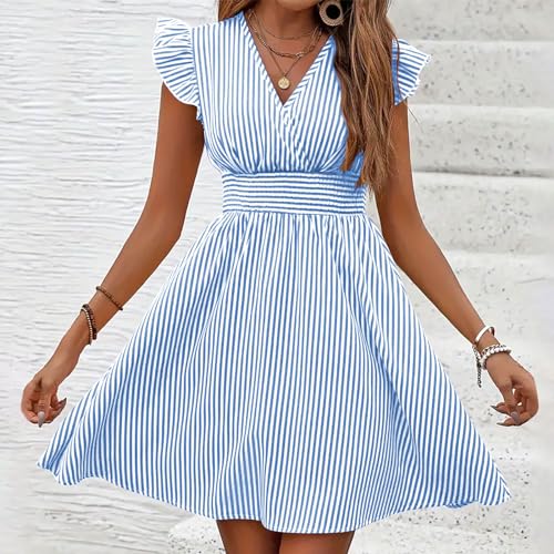August Sky Women's Stripe Cap Sleeve Shirtdress product image