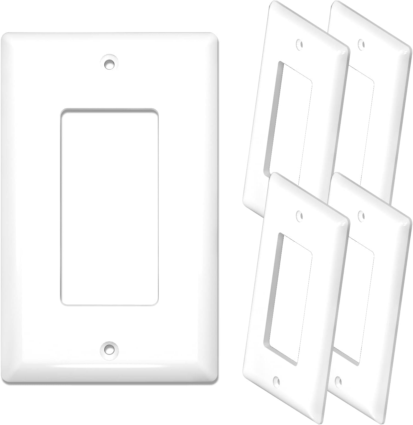 [20 Pack] NEU 1-Gang Mid-Size Decorator Light Switch Outlet Cover Wall Plates, 3" x 4.75", Unbreakable Polycarbonate Thermoplastic, Glossy White