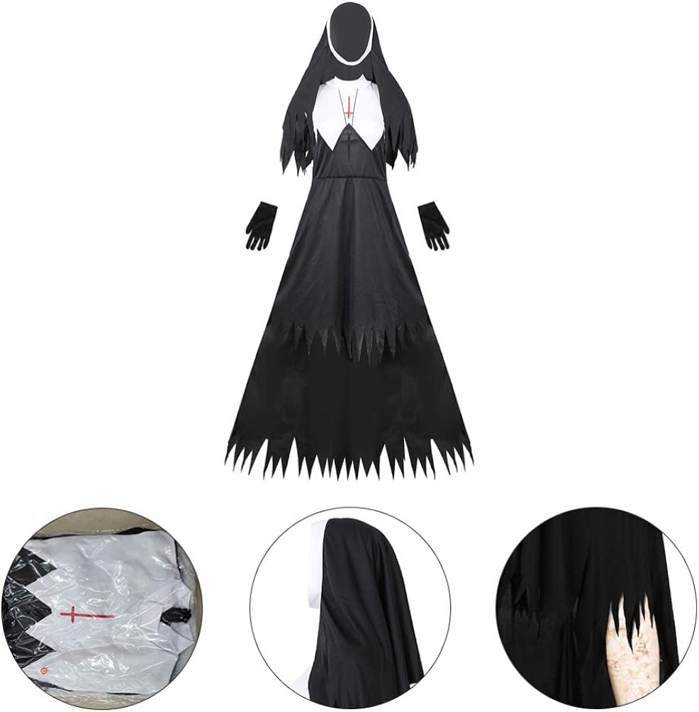 Miniatura 9 de KESYOO - Disfraz de monja de Halloween para adultos