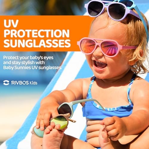 RIVBOS Baby Wrap 편광 UV400 선글라스 - 유아 및 신생아를 위한 안전한 스트랩이 있는 부드러운 프레임 (0-24개월) RBK068 — 사진 3