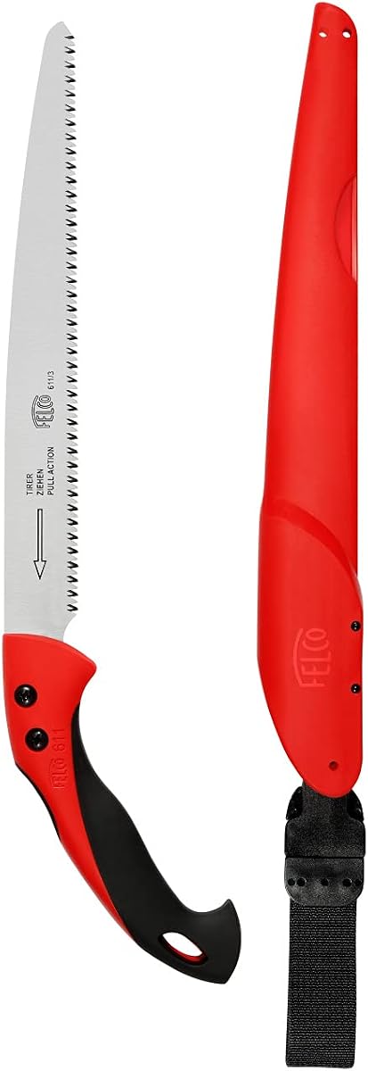611 Pruning Saw – Straight Pull-Stroke Saw for Tree Trimming & Forestry | Tree Branch Cutter | Handsaw with Tapered Hardened Steel 13" Blade, Non-Slip Handle, Carrying Sheath, Swiss Precision