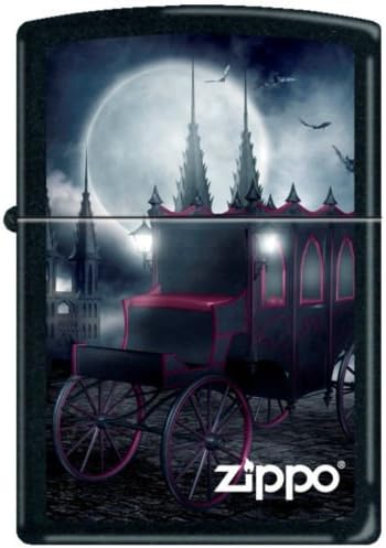 Zippo 218 Black Matte Goth Carriage and Bats