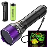 365NM UV Blacklight Flashlight, Professional 4-Core High-Intensity Filtered LED, High Capacity of Battery, Ultra-Long Range Beam for Yooperlite Hunting, Scorpions, Pet Urine, Resins, Counterfeit Money