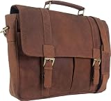 Unicorn Vera Pelle Fino 16,4 Pollici Borsa del Computer Portatile Ventiquattrore Cognac Messenger Bag #3J