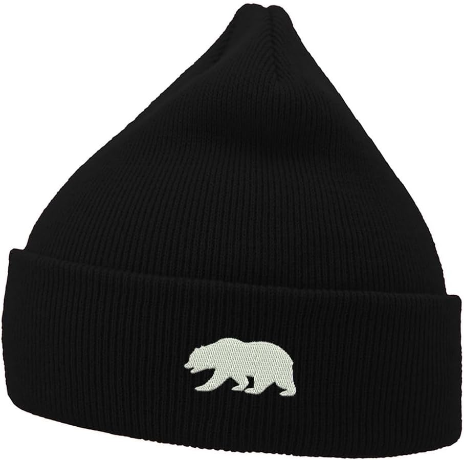 Mens Beanie Knit Hats Bear California Embroidered Unisex Casual Beanies Hats for Winter