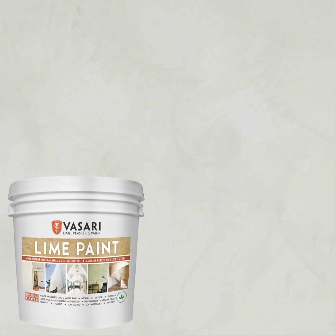 VASARI Lime Plaster & Paint - Lime Paint, Golden Grey #23, 1 Gallon