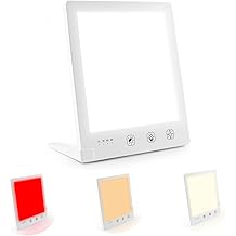 Red & White Light Therapy Lamp - 10,000 Lux LED Sun Therapy Light for Face, Energy, Sleep, Mood & Skin Care, 4 Color & 5 Brightness Levels, Timer Function, UV-Free