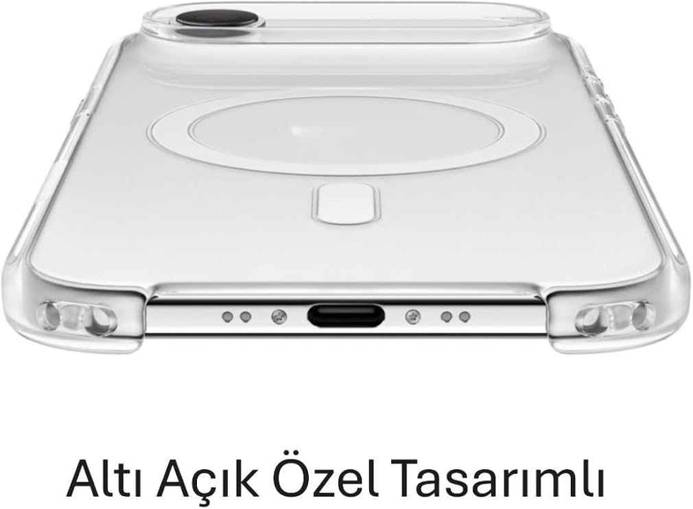 Powerfox iPhone 17 Pro Uyumlu Kristal Şeffaf MagSafe Altı Açık Telefon Kılıfı