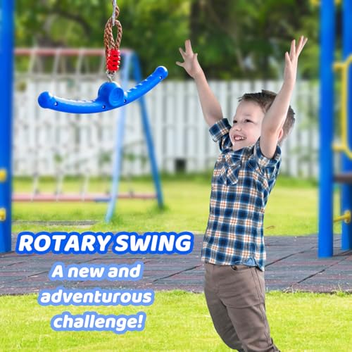 Ninja Swing-Twister 360° Spin Handle: Kids Slackline Accessories & Swing Attachment - Activate Ninja Powers with Epic Twist-Spin Flips! (Blue - Backyard/Playground Hang Toy) - Thumbnail 7