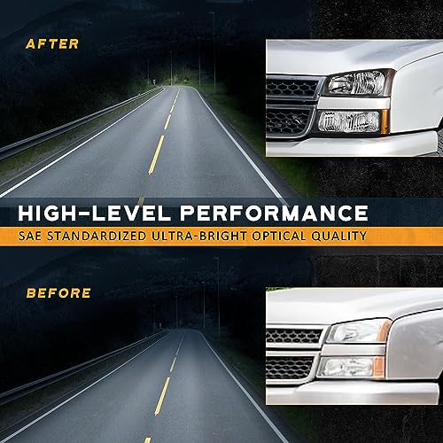 WEELMOTO Headlights Compatible with 2003-2007 Chevy Silverado 1500/2500/3500/1500HD/2500HD, For 03 04 2005 2006 Chevy Avalanche 1500/2500 Pickup, Black Housing Amber Reflector Driver&Passenger Side by WEELMOTO - Image 8