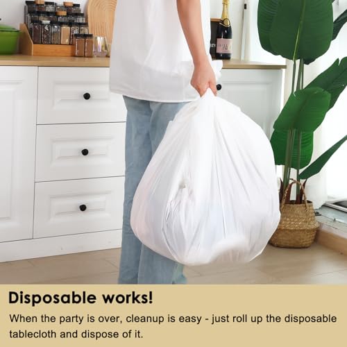 Fixwal White Plastic Table Cloth Disposable 120 Inch, Waterproof Round Tablecloth 5 Pack for Party, Picnic, Birthday, Wedding by Fixwal - Image 5
