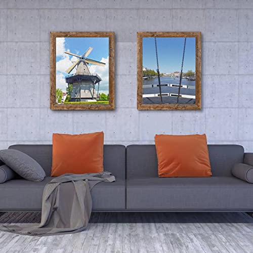 16X20 Poster Frames, Set Of 2 Picture Frames Plexiglass And Composite Wooden Rustic Rounded Corners Photo Display For Wall Mount With Hanging Hardware(Brown) #TOP5