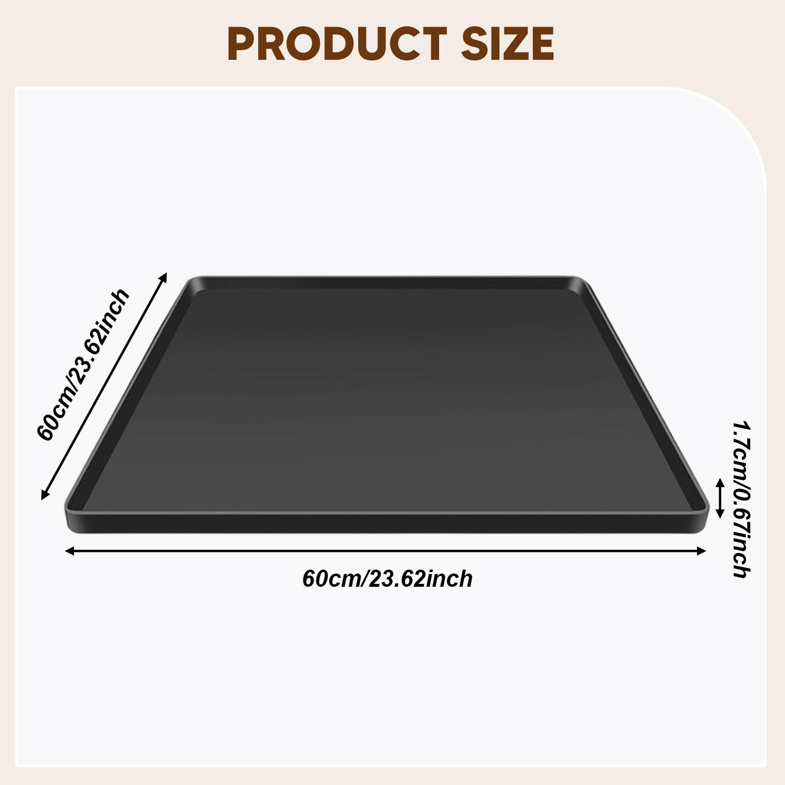 Sharplace Abtropfschale für Waschmaschine und Kühlschrank, rutschfest, wasserdicht, 60 x 60 cm, vielseitig verwendbar, für Waschmaschine und Kühlschrank, Schwarz