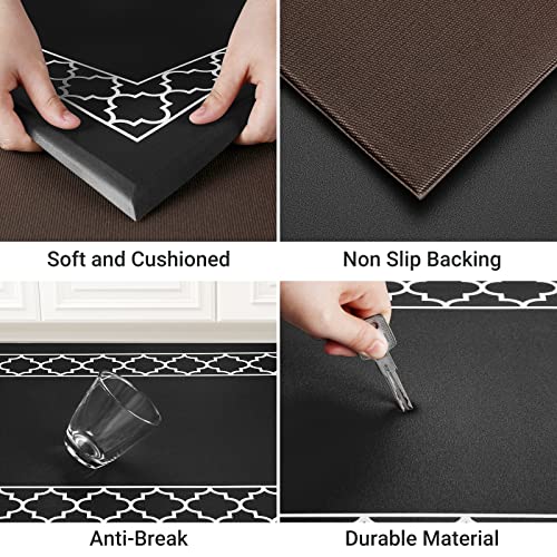 Mattitude Kitchen Mat [2 Pcs] Cushioned Anti-Fatigue Kitchen Rug Non Slip Kitchen Mats And Rugs Waterproof Kitchen Rug Ergonomic Comfort Standing Mat For Kitchen, House, Floor, Sink, Office (Black) #TOP4