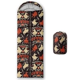 Smell Sunshine Kids Sleeping Bag for Boys Girls,Cowboy Print-Lightweight Warm Portable Outdoor Indoor-Waterproof Cold Weather Resistant Sleeping Bag for Camping Hiking(Cowboy)