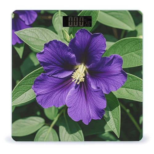 Báscula Digital de Baño Flores Moradas 26x26 cm miniatura 1