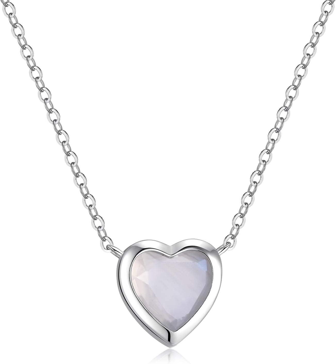 COAI Dainty 925 Sterling Silver Necklace for Women, Moonstone Crystal Necklace for Women