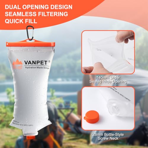 VANPET 2L Water Bag Bolsa de Agua Compacta de TPU Durable Compatible con Filtros de Agua Sawyer miniatura 2