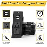 Kungfuking Desktop Power Grommet Conference Podtynkowy zasilacz biurkowy 2 gniazda i 2 porty USB Kabel przedłużający 9,85 stopy
