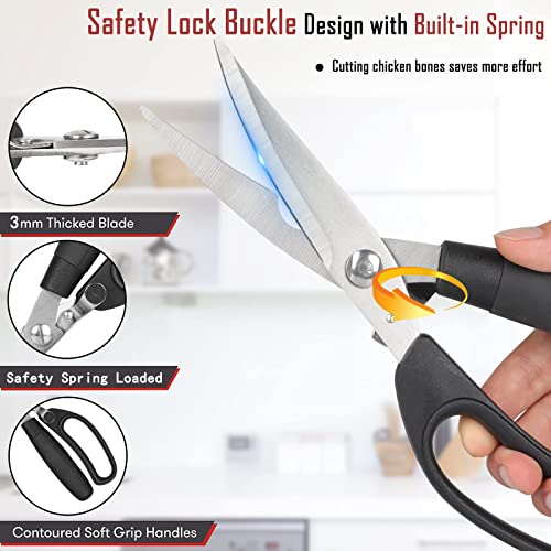 Heavy Duty Poultry Shears,Kitchen Shears With Spring Loaded Serrated Edge Ultra Sharp Utility Scissors Multipurpose For Chicken Bone Shears Cooking Food Stainless Steel Seafood Scissors(1 Pc) #TOP1