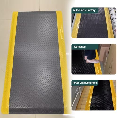 Cushioned Anti-Fatigue Floor Mat for Kitchen, Office & Garage - Ergonomic Rubber Mat, Easy to Clean, Anti-Static, Non-Slip, 23.6"x17.7", Comfort & Safety Solution