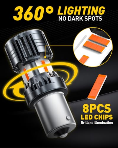 Image of AUXITO CANBUS 7507 BAU15S LED Bulbs Amber Yellow with Built-in Resistor PY21W 12496 2641A 1156(150) Anti Hyper Flash Error Free Front Rear Turn Signal Lights and Blinker Parking Lights, Pack of 2