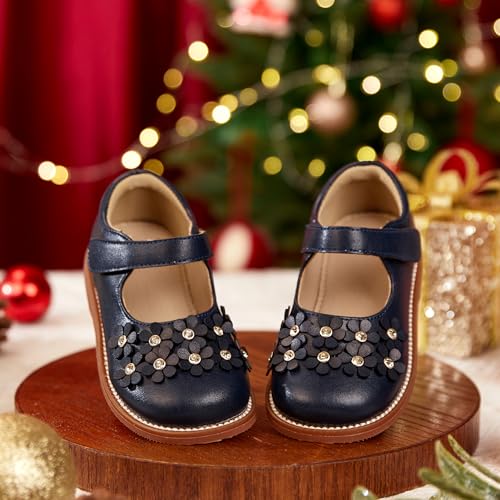 Image of Kiderence Toddler Girl Mary Jane School Uniform Dress Shoes Oxford Flats