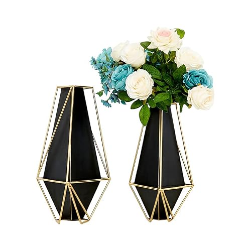 Luludada Modern Black Large Metal Vases For Home Decor Gold Tall Floor Flower Vases For Pampas Grass Living Room Coffee Table,Boho Bedroom Decor Wedding Dinner Party Office(Cannot Store Water,Large) #TOP12