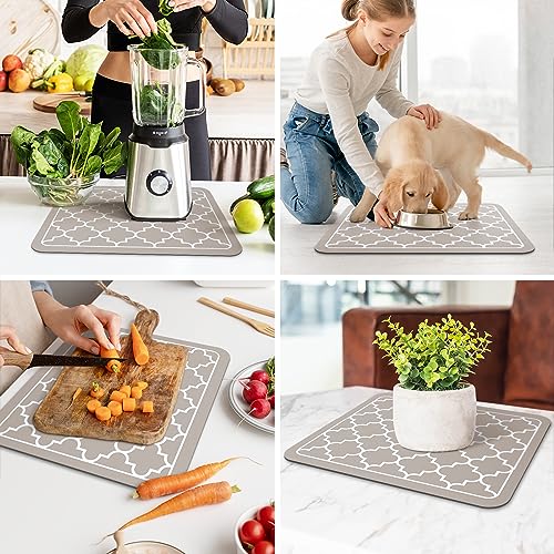 StepTastic Dish Drying Mat Super Absorbent Large Drying Mats for Kitchen Counter Easy Clean Dish Mat 15"x 18" Stylish Khaki by StepTastic - Image 7
