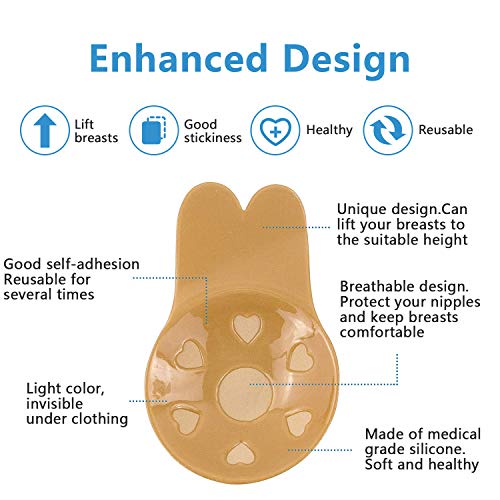 Adhesive Bra, Breast Lift Tape Silicone Breast Pasties 4.33 Inch Large Beige #TOP3