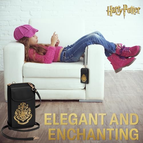 Harry Potter Crossbody Phone Bag for Girls, Teens with Card Slots, Zip Wallet Compartment, Adjustable Strap, Small Purse for Travel, Gifts for Girls