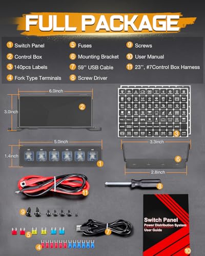 image for 6 Gang Wireless Switch Panel, Niking Auto Multifunction Remote Control