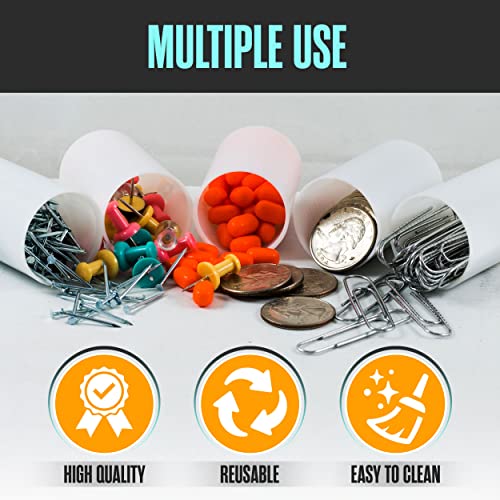 Houseables Film Canisters W/ Caps, 60 Pk, 35Mm Empty Camera Reel Containers, For Rockets, White, 8 Oz, 2" H, 1" W, Plastic, Films Developing Processing Tube, Roll Case, Small Accessories, Storage #TOP4