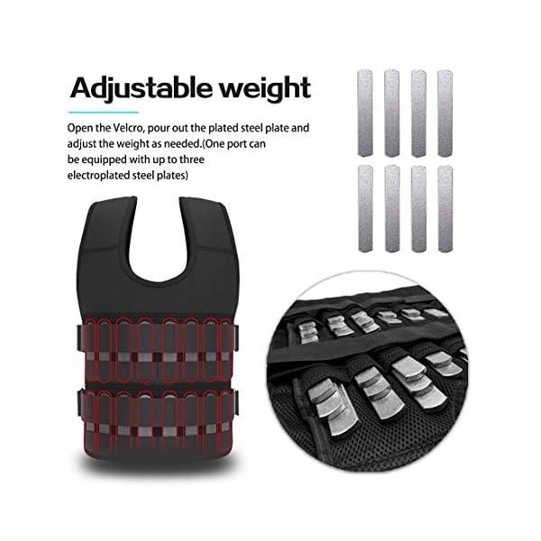 Adjustable Weighted Vest 44LB Workout Weight Vest Training Fitness Weighted Jacket for Man Woman (Included 96 Steel Plates Weights)