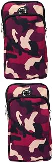DOITOOL 2piezas Funda De Brazo para Teléfono De Bolsa De Almacenamiento Práctica para Fitness y Actividades Al Aire Compatible Móviles Color Camuflaje Rosado