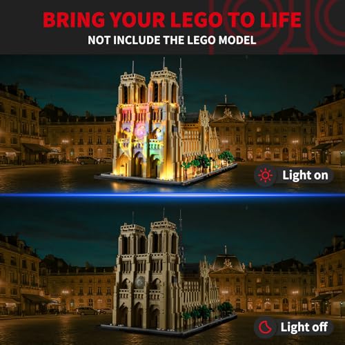 Image of BRIKSMAX Light for Lego Notre-Dame de Paris 21061 (with Projection Light) 21061 - Compatible with Architecture Building Blocks Model - Without Lego Set