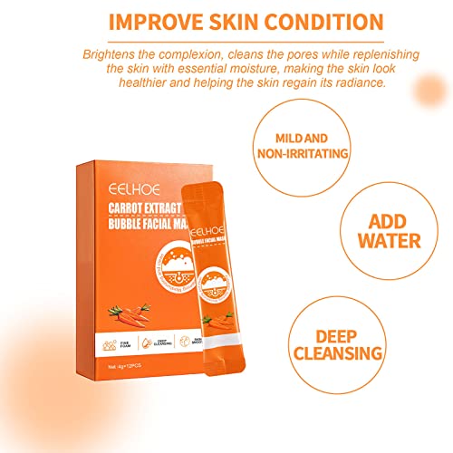 Panmall 24Pcs Carrot Bubble Mask, Carrot Bubble Cleaning Facial Mask, Clean Pore Purifying Mud Film Face Mask Deep Cleanse Mask, Carrot Bubble Remove Blackheads Mask, For All Types Of Skin #TOP4