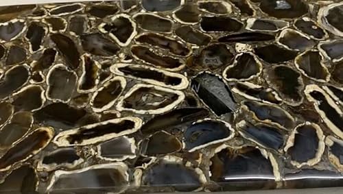 Tuzech Customized Black Agate Stone/Marble Dining Table For 2 4 6 8 Living Room Table Bar Counter Wall Décor Ceiling Frame (84 X 42Inches) #TOP2