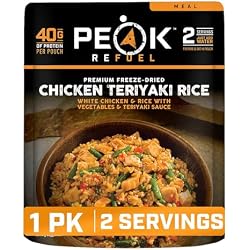 Peak Refuel Chicken Teriyaki Rice | 40g Protein | 580 Calories | 100% Real Meat | Premium Freeze Dried Backpacking & Camping Food | 2 Servings | Ideal MRE Survival Meal