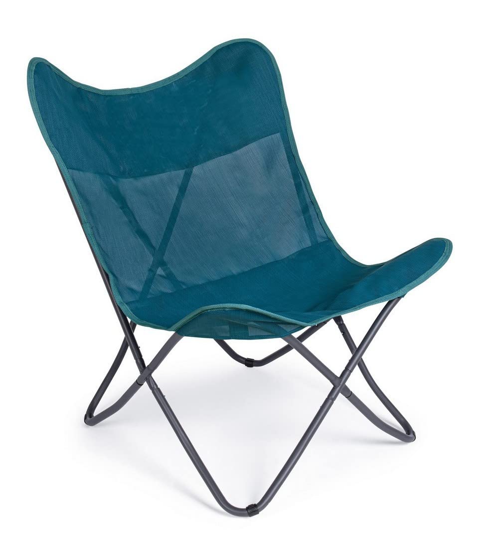 Chaise de plage pliante avec dossier en acier bleu azur Decor Space