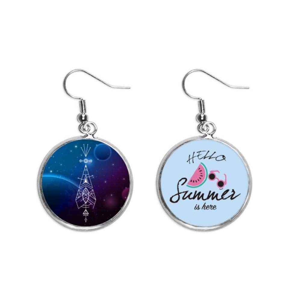 Pendientes de sandía con diseño de tótem geométrico alienígena y cielo estrellado 5