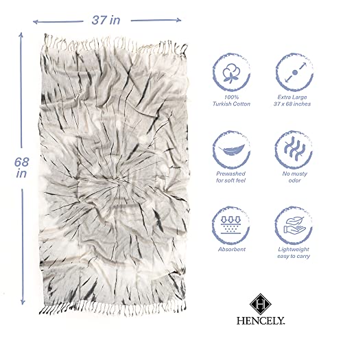 Hencely Tie Dye Beach Towel, 37 X 68 Inches, 100% Cotton Soft Absorbent Turkish Beach Towels For Spa, Pool, Gym And Bathroom (Gray Moon) #TOP3