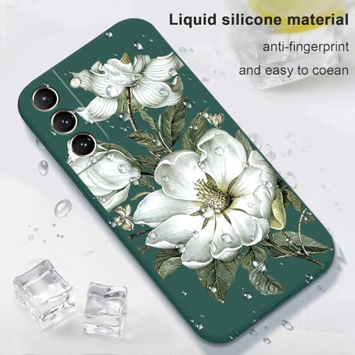 Coque Samsung S21 silicone souple fine fleur coton vert LEECG