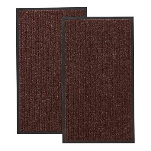 AMAZON - Lifewit Durable 2 Pack Indoor Door Mat Traps Dirt Non Slip Low-Profile Welcome Mat for Entryway, Front Door, Porch Area, Patio, Entrance Rug Shoe Scraper Mat, 17″ x 30″, Brown