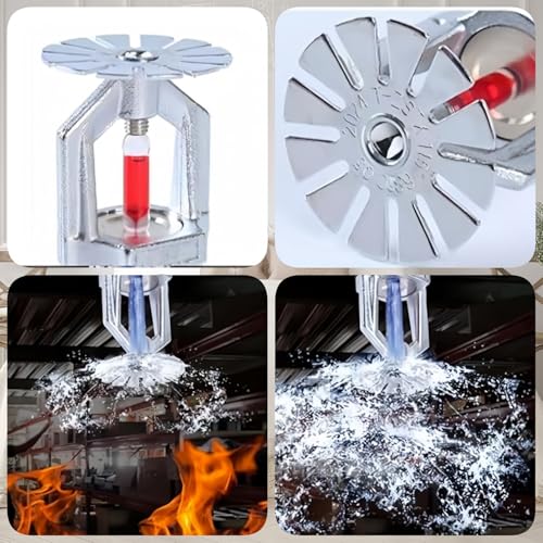 Wzenclave 6 Pcs Fire Sprinkler Head - Copper Chrome, 3/4” NPT 155℉(68°C) Pendent Type Spray, K80 Fast Response Automatic Fire Sprinkler System for Factory, Mall, Warehouse Building (Lower Nozzle) by Wzenclave - Used condition - Image 7