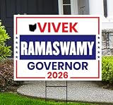 Vivek Ramaswamy For Ohio Governor 2026 Yard Sign, Corrugated Plastic Governor Elections Race Red White & Blue Yard Sign with Metal H-Stake, VP32328 (18" x 12", Single Sided)
