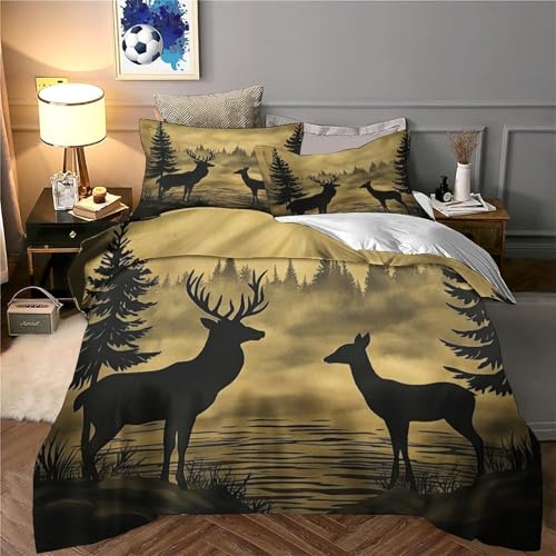 Housse de couette cerf 140x200 parure lit microfbre