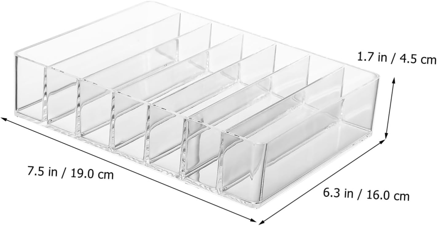 2pcs Acrylic Eyeshadow Organizer with Compartments Clear Makeup Storage Case Stackable Dresser Organizer for Capacity Cosmetic Display Box