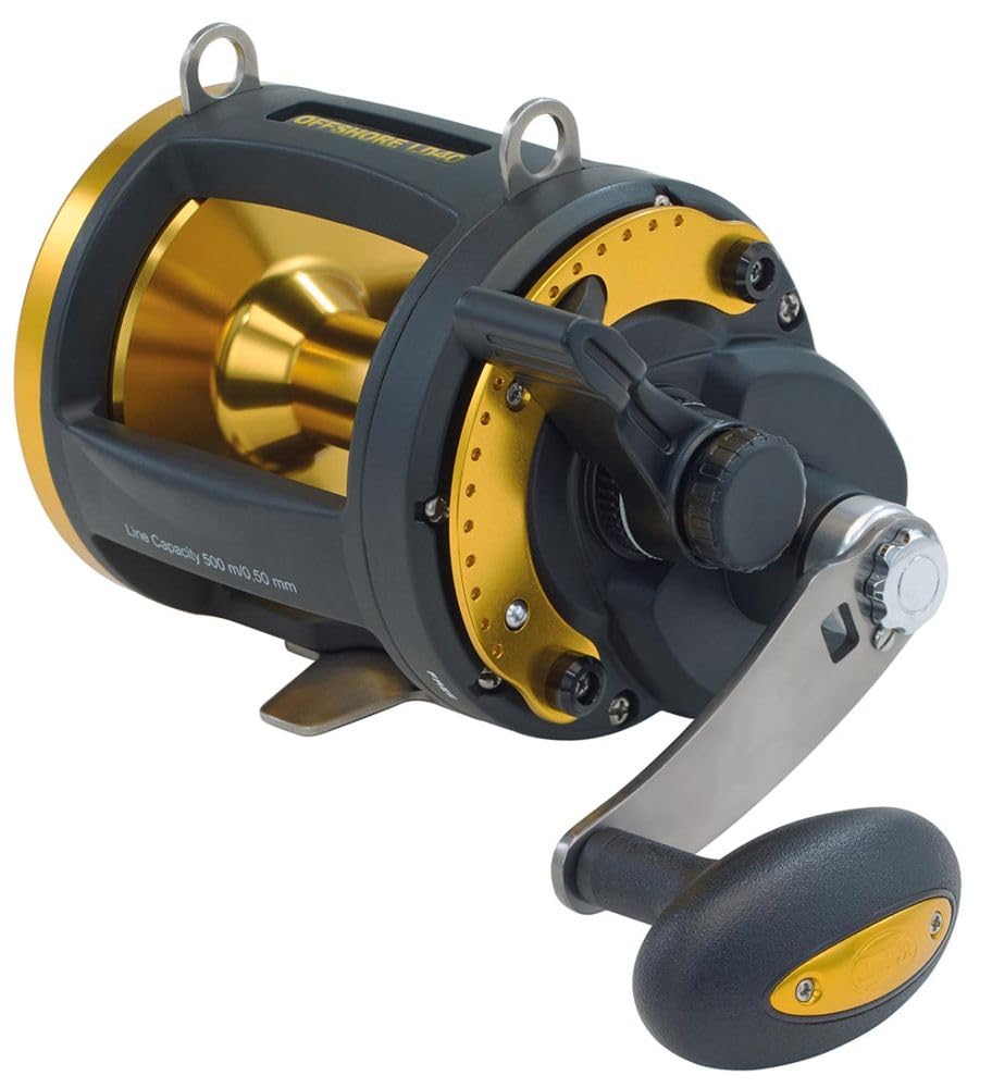 WFT Offshore LD 40 Multirolle, 1:4 Übersetzung, 90cm Schnureinzug, 500m/0,50mm Schnurfassung, 820g, für Tiefseefischen und Big Game Fishing, Norwegenrolle