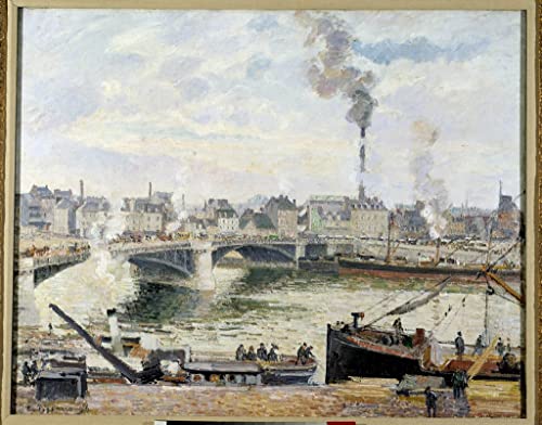 Toile Le Grand Pont de Rouen de Pissarro avec texture artistique premium